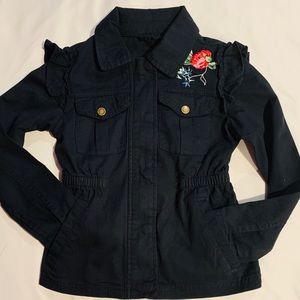 Toddler girl’s black military jacket